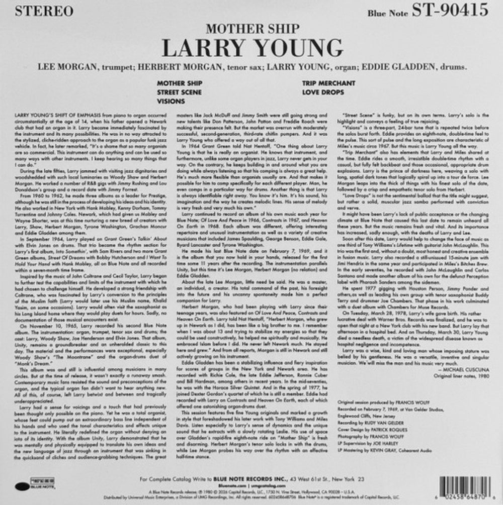 Image: Larry Young – Mother Ship (Blue Note Tone Poet Edition, 180 Gram LP Vinyl) Vinyl LP | Relix