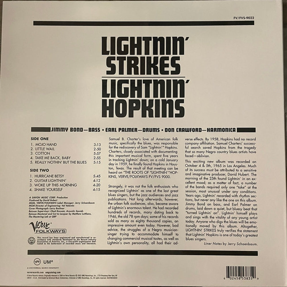 Image: Lightnin Hopkins – Lightnin Strikes  (Verve Acoustic Sounds Series, 180g LP Vinyl) Vinyl LP | Relix