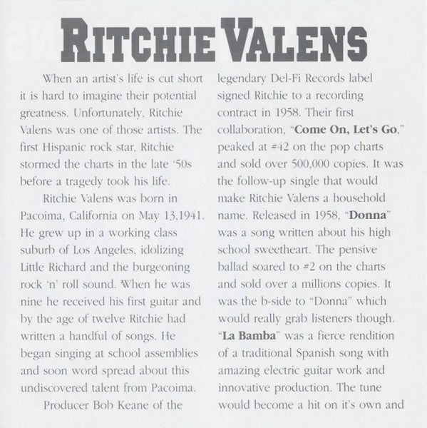 Image: Ritchie Valens – La Bamba and Other Hits CD | Relix