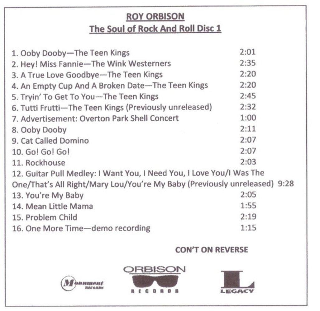Image: Roy Orbison – The Soul Of Rock and Roll CD | Relix