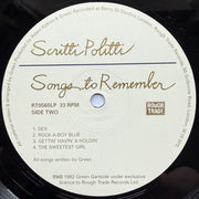 Image: Scritti Politti – Songs To Remember Vinyl LP | Relix
