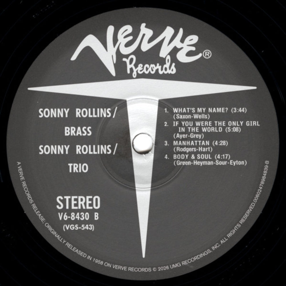 Image: Sonny Rollins – Brass/Trio (Verve Vault Series, 180 Gram LP Vinyl) Vinyl LP | Relix