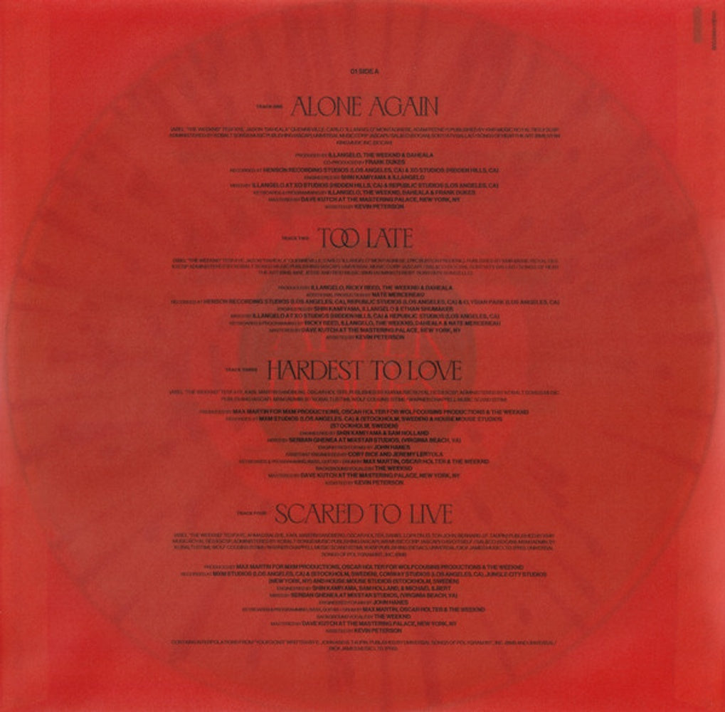 Image: The Weeknd – After Hours (Limited Edition Clear w/Red Splatter LP Vinyl) Vinyl LP | Relix