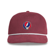 Grateful Dead Embroidered Stealie Cord Rope Cap - Cardinal