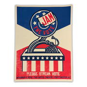 Jam The Vote 2016 poster featuring bold typography and colorful, patriotic-themed design elements