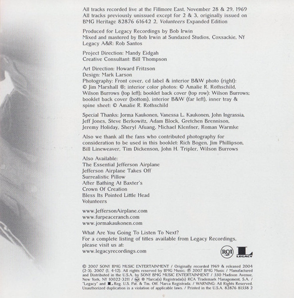 Jefferson Airplane – Sweeping Up The Spotlight Live At The Fillmore East 1969 (CD) - Lifestyle