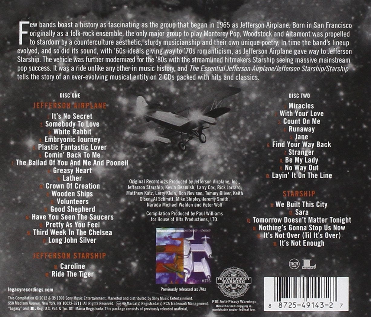 Jefferson Airplane – The Essential Jefferson Airplane/ Jefferson Starship / Starship (2-CD) - Detail