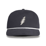 Grateful Dead Embroidered White Bolt Cord Rope Cap - Navy