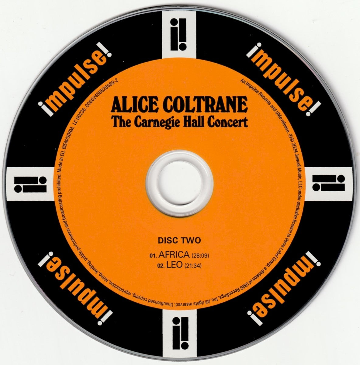 Label Disc 2: Alice Coltrane – Carnegie Hall Concert CD | Relix