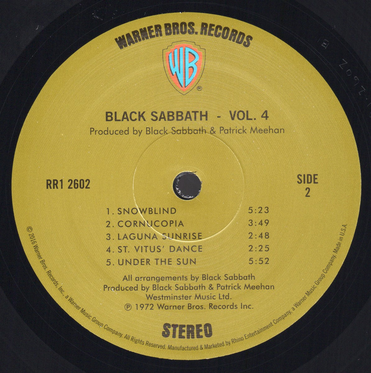 Label Disc 2: Black Sabbath – Vol. 4 (180 Gram Limited Edition LP Vinyl) Vinyl LP | Relix
