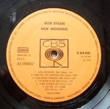 Label Disc 2: Bob Dylan – New Morning Vinyl LP | Relix
