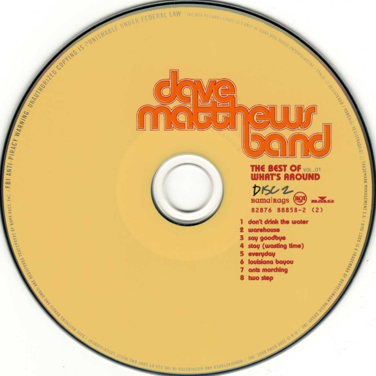 Label Disc 2: Dave Matthews Band – The Best Of What's Around, Vol. 1 (2-CD) CD | Relix