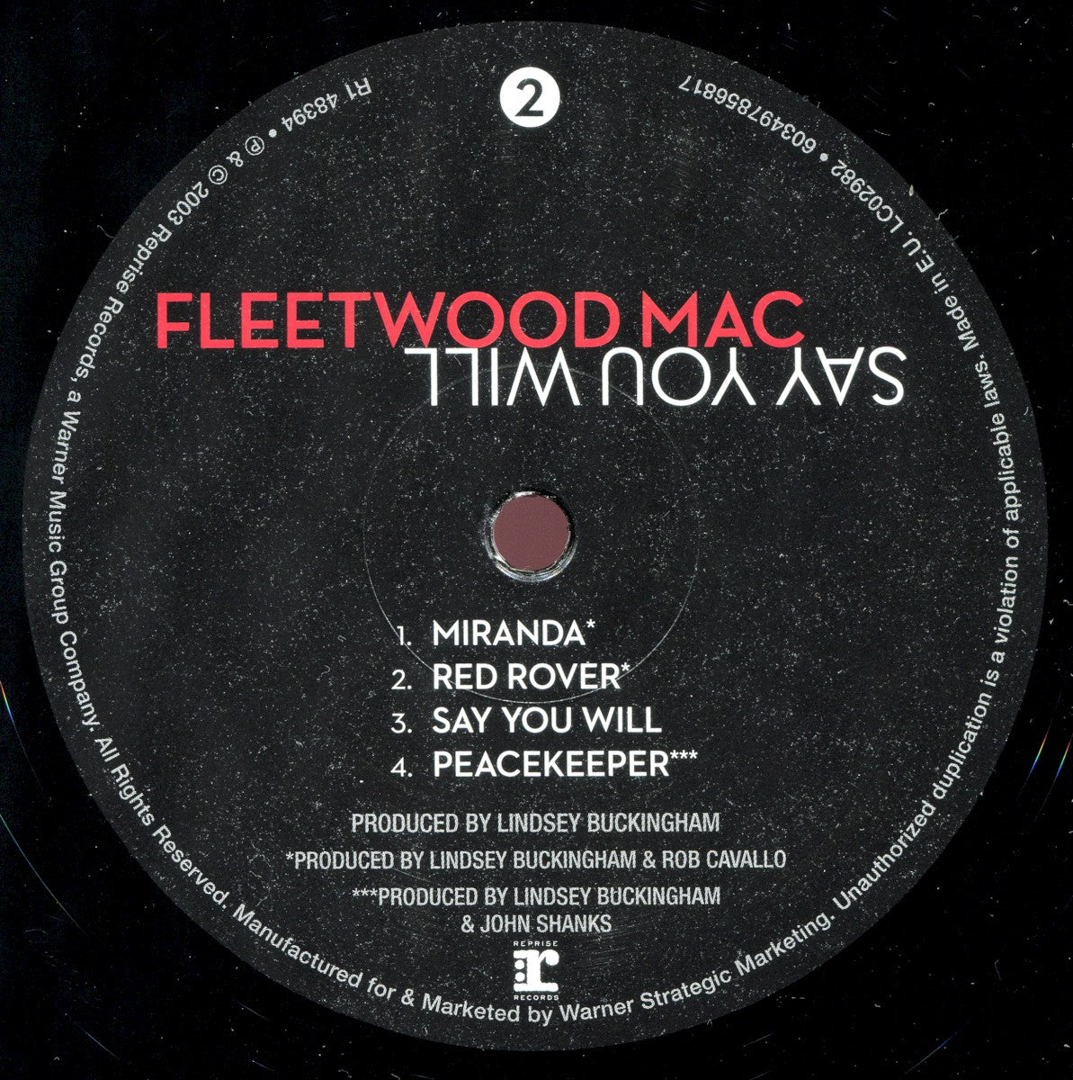 Label Disc 2: Fleetwood Mac – Say You Will Vinyl LP | Relix