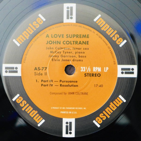 Label Disc 2: John Coltrane – A Love Supreme   (2020 Repress LP Vinyl) Vinyl LP | Relix