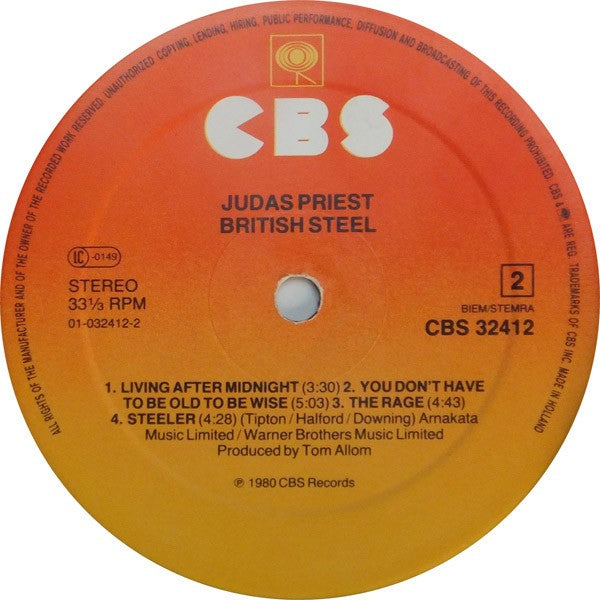 Label Disc 2: Judas Priest – British Steel Vinyl LP | Relix