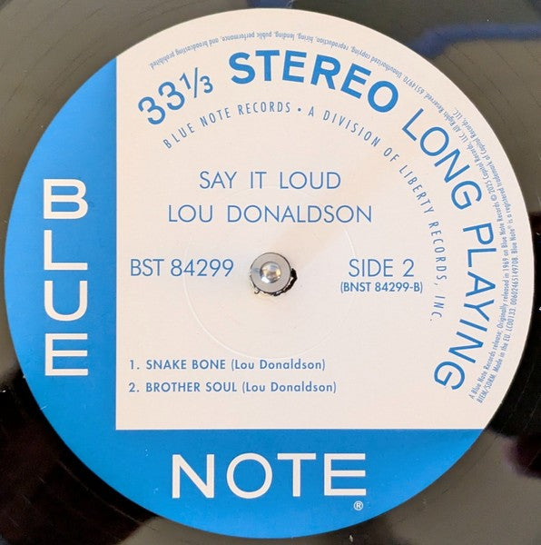 Label Disc 2: Lou Donaldson – Say It Loud (Blue Note Classic Vinyl Edition) Vinyl LP | Relix