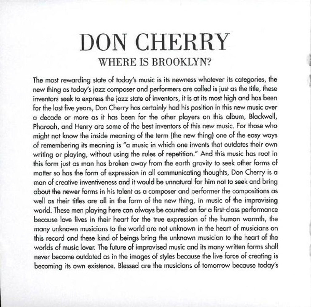 Label Disc 2: Old And New Dreams – Where Is Brooklyn? CD | Relix