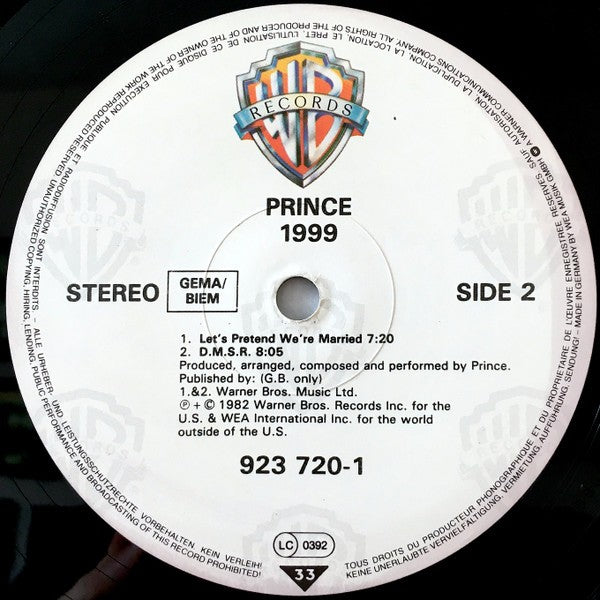 Label Disc 2: Prince – 1999 Vinyl LP | Relix