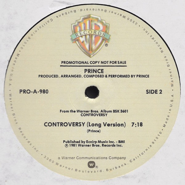 Label Disc 2: Prince – Controversy Vinyl LP | Relix