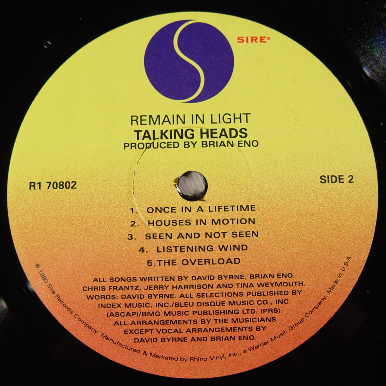 Label Disc 2: Talking Heads – Remain in Light Vinyl LP | Relix