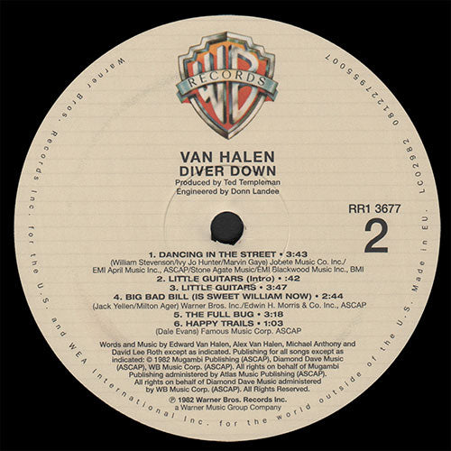 Label Disc 2: Van Halen – Diver Down: Remastered Vinyl LP | Relix