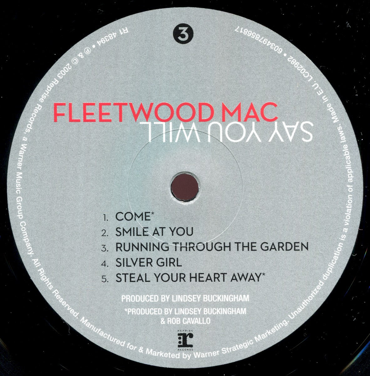 Label Disc 3: Fleetwood Mac – Say You Will Vinyl LP | Relix