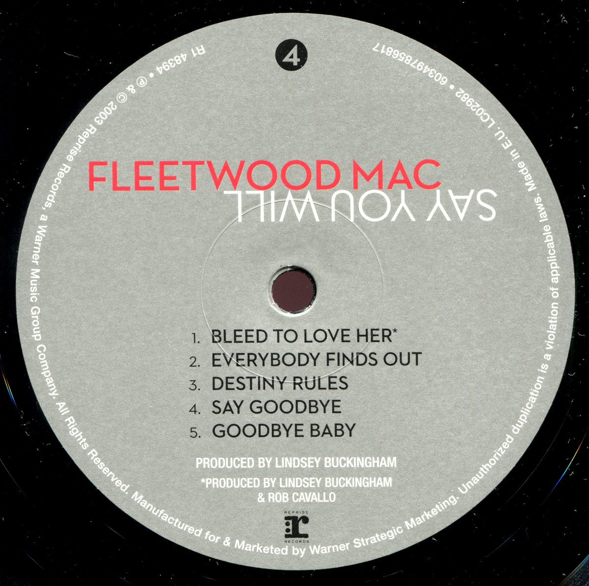 Label Disc 4: Fleetwood Mac – Say You Will Vinyl LP | Relix
