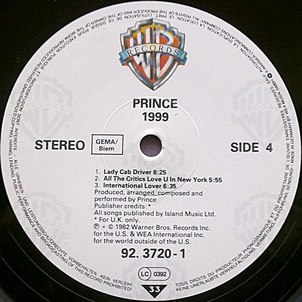 Label Disc 4: Prince – 1999 Vinyl LP | Relix
