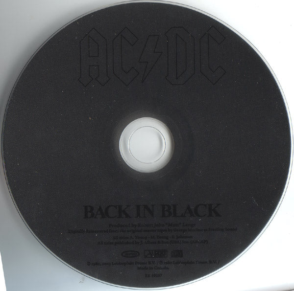 Label Disc: AC/DC – Back In Black (Remaster CD) CD | Relix