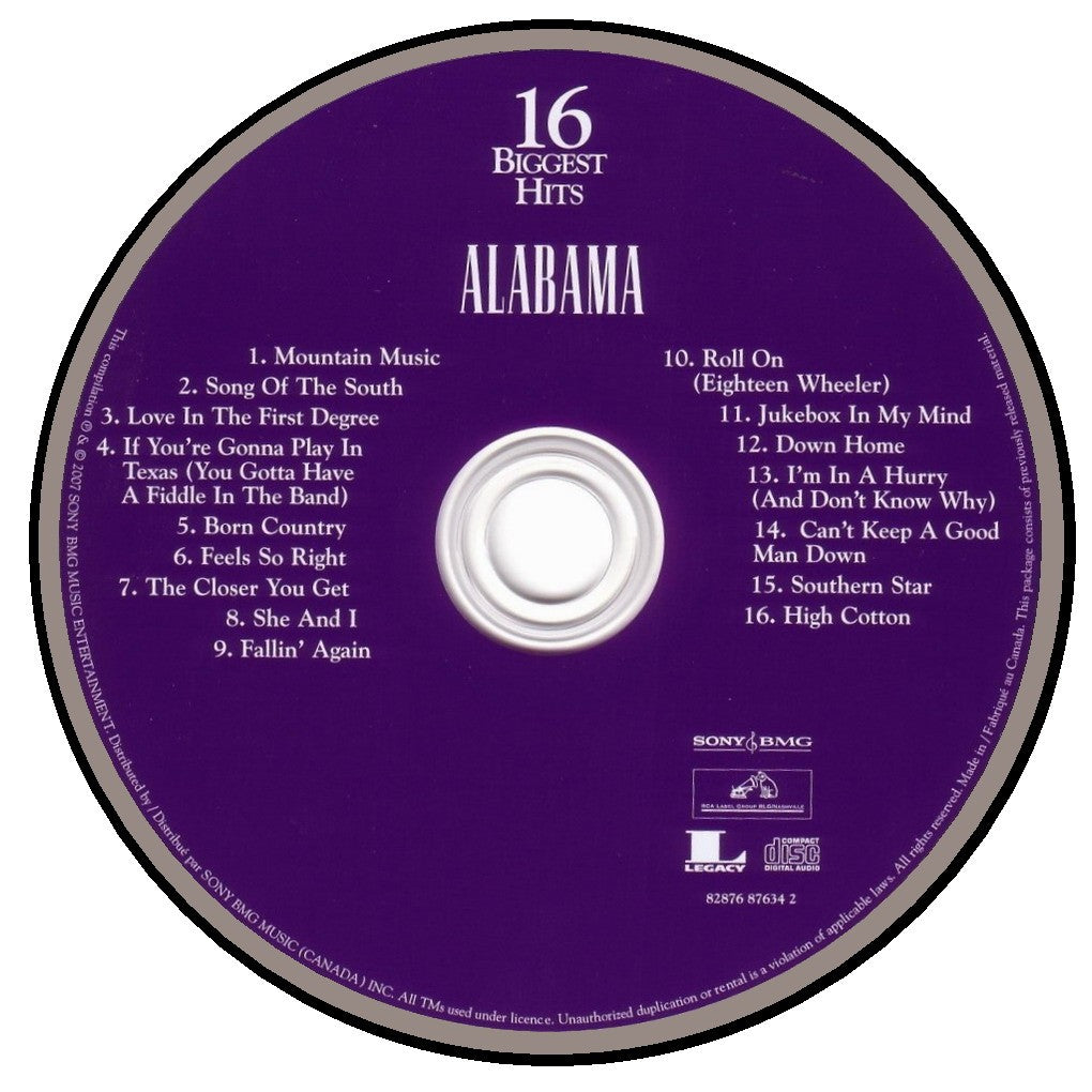 Label Disc: Alabama – 16 Biggest Hits CD | Relix
