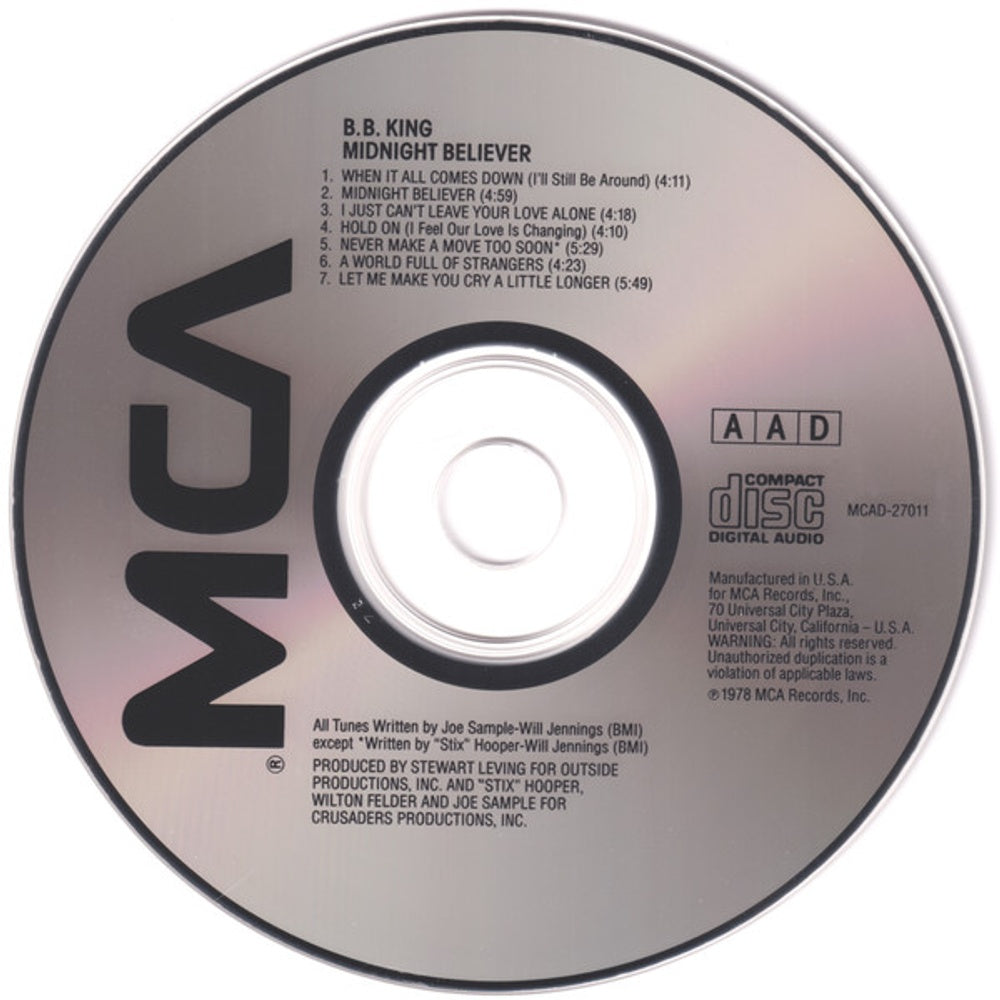 Label Disc: B.B. King – Midnight Believer CD | Relix