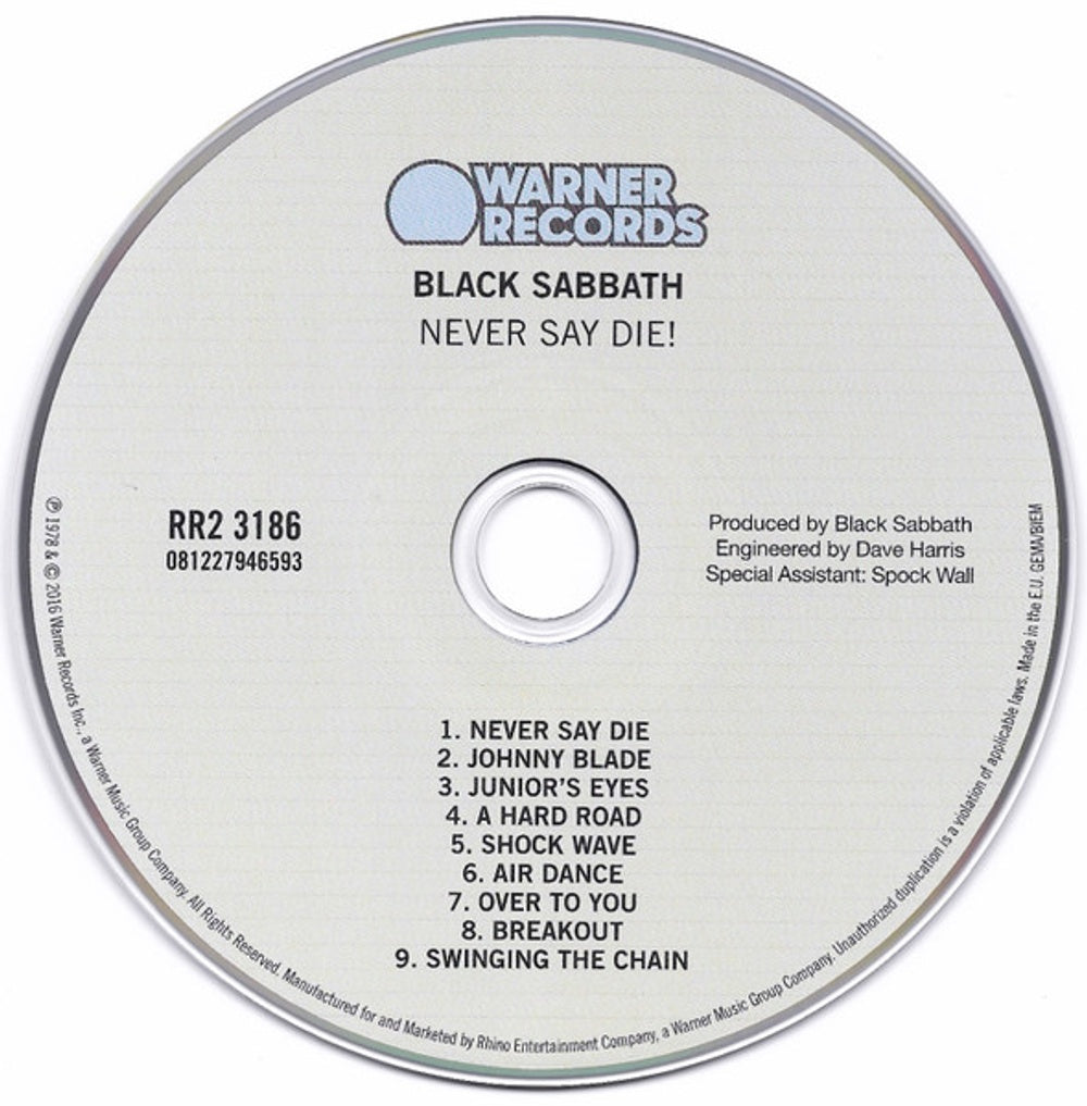 Label Disc: Black Sabbath – Never Say Die! (Remastered CD) CD | Relix