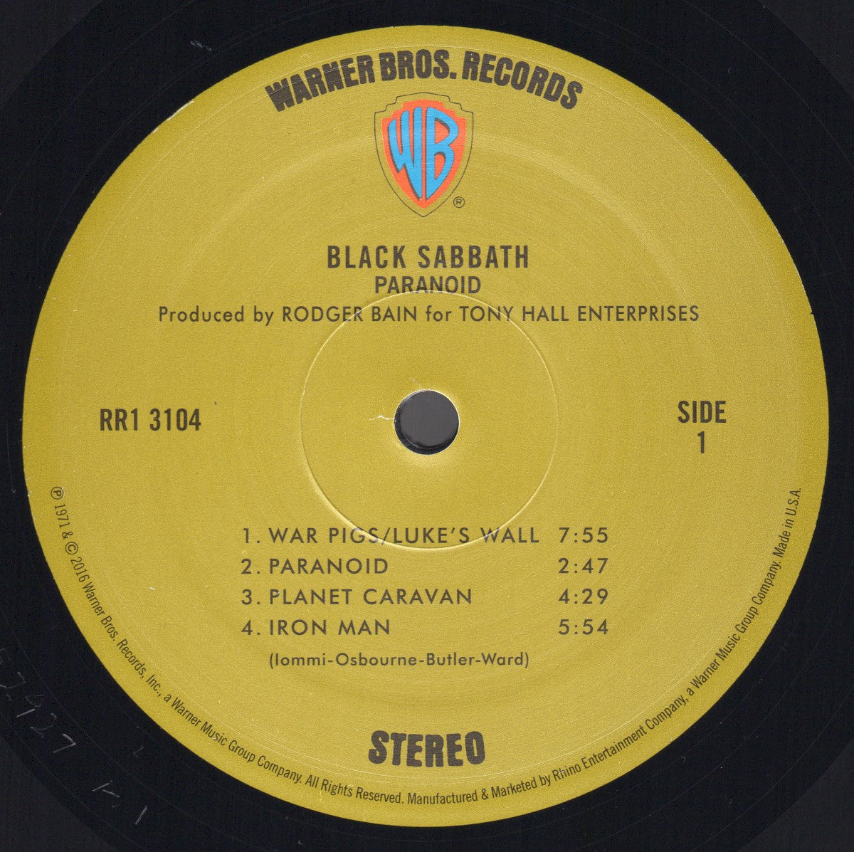 Label Disc: Black Sabbath – Paranoid (180 Gram Limited Edition LP Vinyl) Vinyl LP | Relix