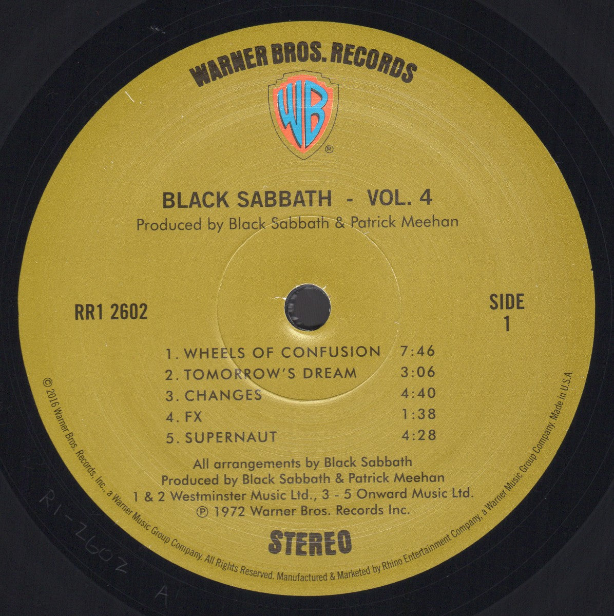 Label Disc: Black Sabbath – Vol. 4 (180 Gram Limited Edition LP Vinyl) Vinyl LP | Relix