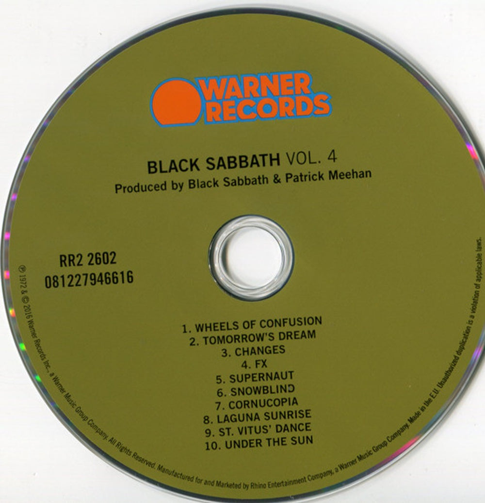 Label Disc: Black Sabbath – Vol. 4 (Remastered CD) CD | Relix