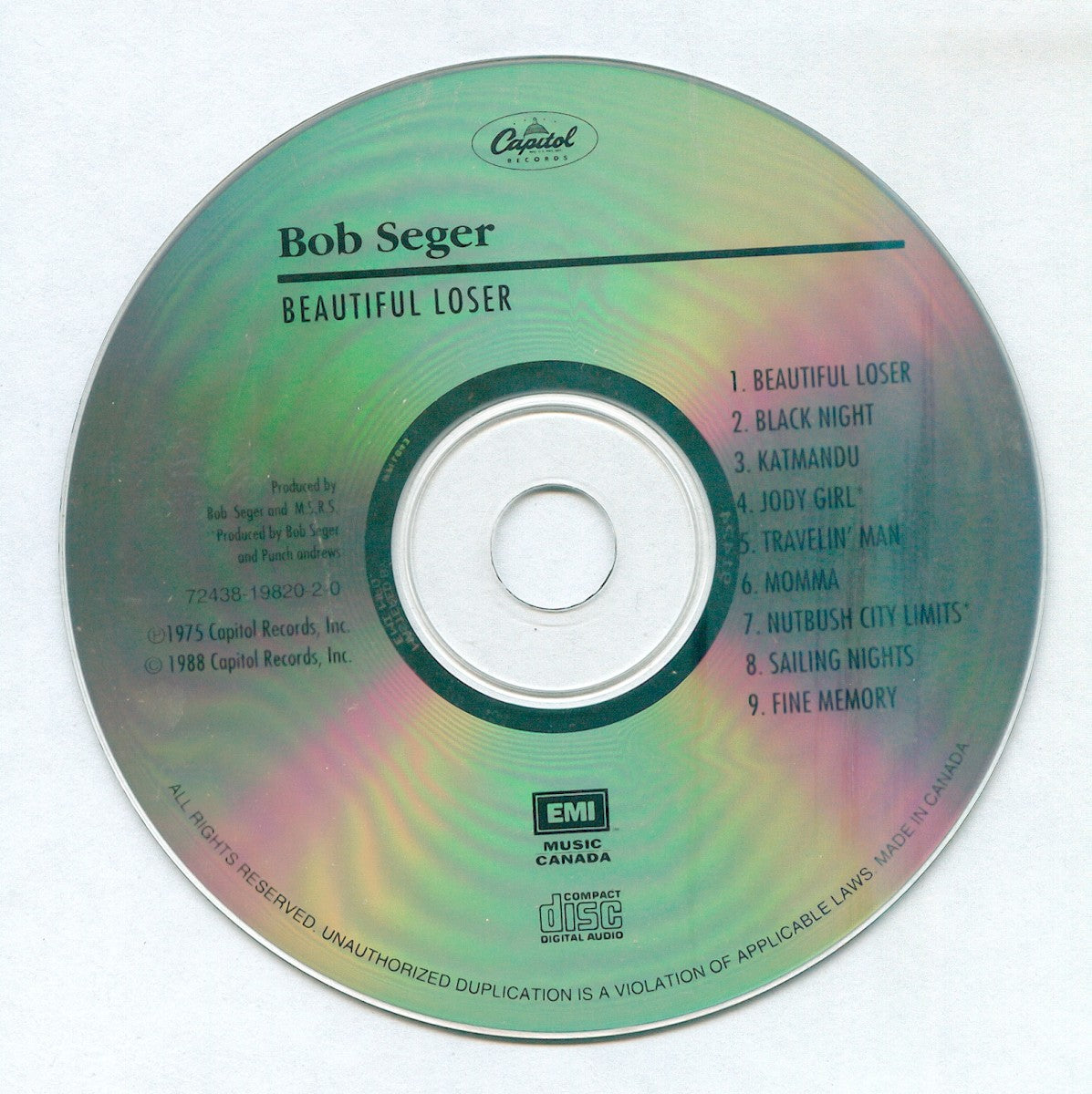 Label Disc: Bob Seger – Beautiful Loser CD | Relix