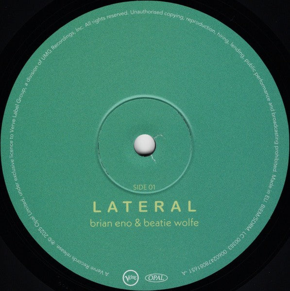 Label Disc: Brian Eno and Beatie Wolfe – Lateral (BioVinyl LP Vinyl) Vinyl LP | Relix