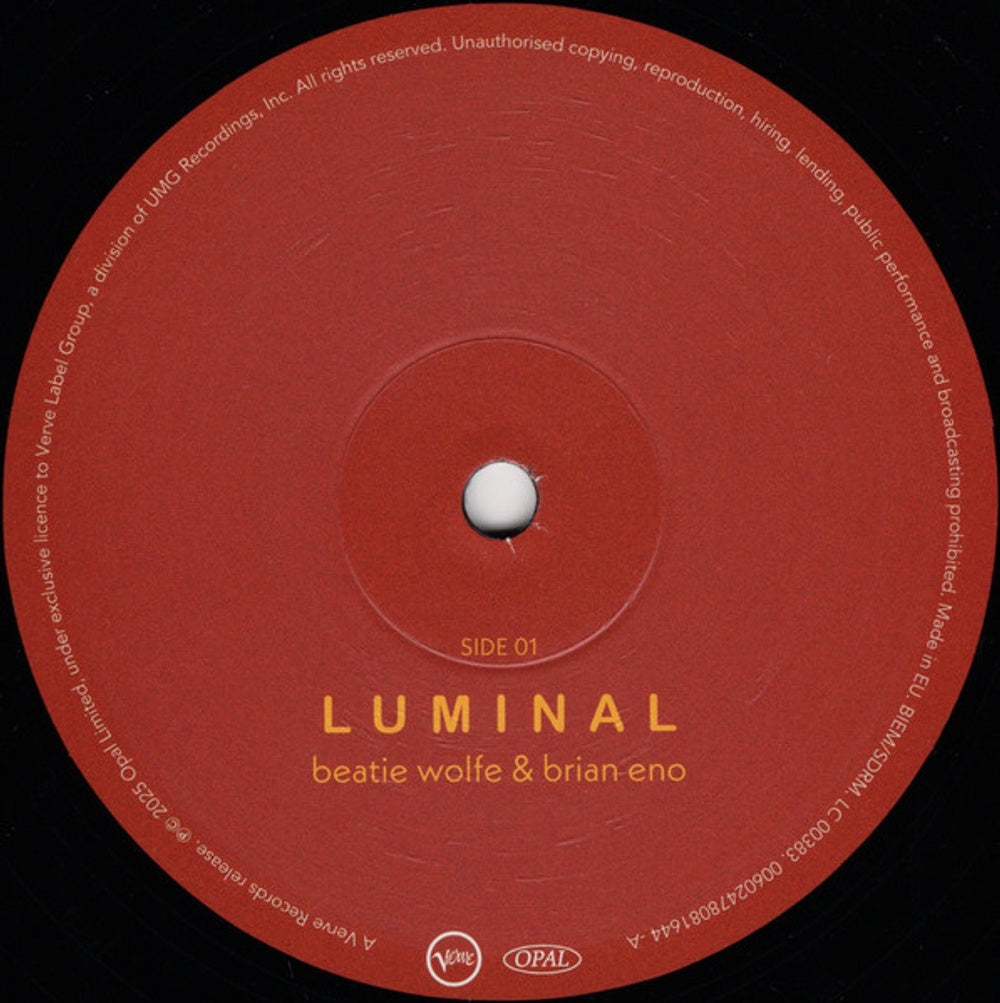 Label Disc: Brian Eno and Beatie Wolfe – Luminal (BioVinyl LP Vinyl) Vinyl LP | Relix