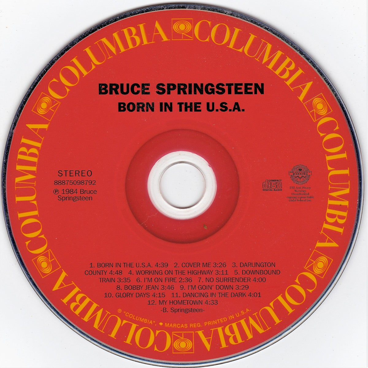 Label Disc: Bruce Springsteen – Born In The U.S.A. CD | Relix