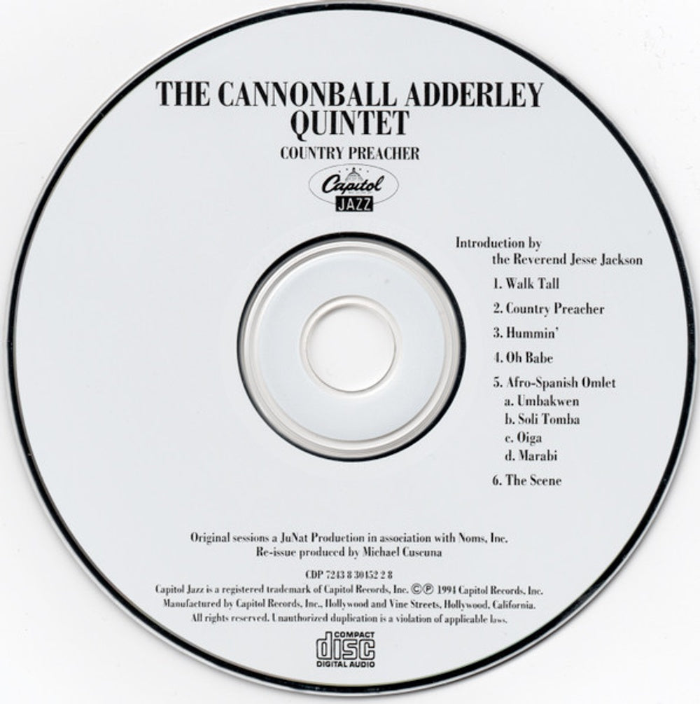 Label Disc: Cannonball Adderley Quintet – Country Preacher: Live at Operation Breadbasket CD | Relix