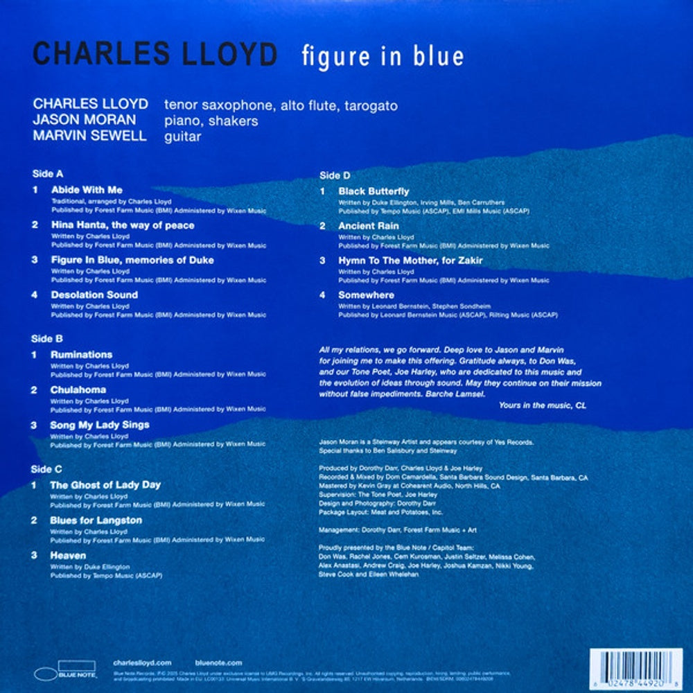 Label Disc: Charles Lloyd – Figure In Blue (180 Gram LP Vinyl) Vinyl LP | Relix