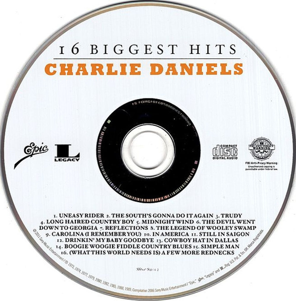 Label Disc: Charlie Daniels – 16 Biggest Hits CD | Relix