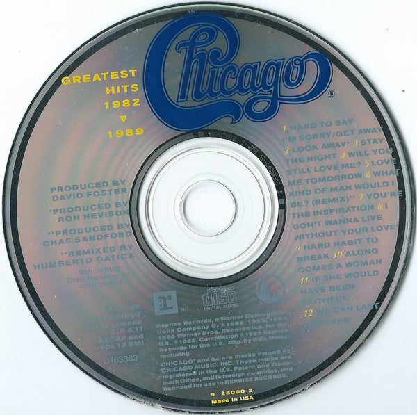 Label Disc: Chicago – Greatest Hits 1982-1989 CD | Relix