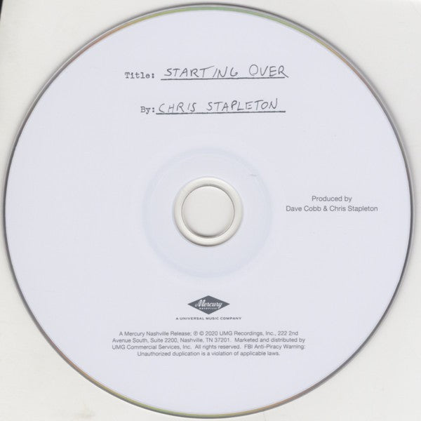 Label Disc: Chris Stapleton – Starting Over CD | Relix