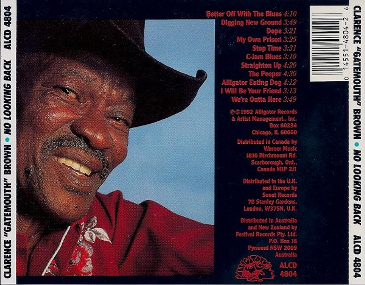 Label Disc: Clarence 'Gatemouth' Brown – No Looking Back CD | Relix