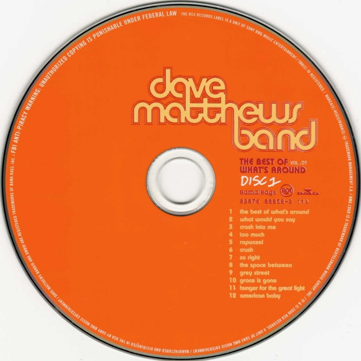 Label Disc: Dave Matthews Band – The Best Of What's Around, Vol. 1 (2-CD) CD | Relix