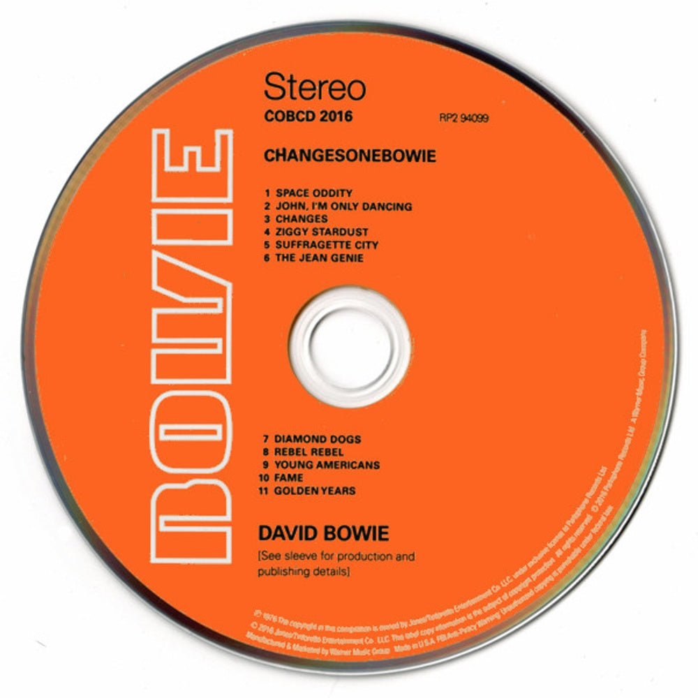 Label Disc: David Bowie – Changesonebowie CD | Relix