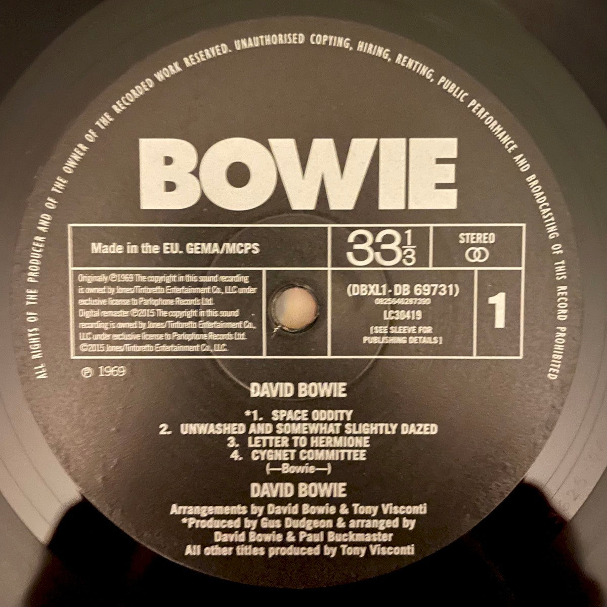 Label Disc: David Bowie – David Bowie Aka Space Oddity (180 Gram LP Vinyl) Vinyl LP | Relix