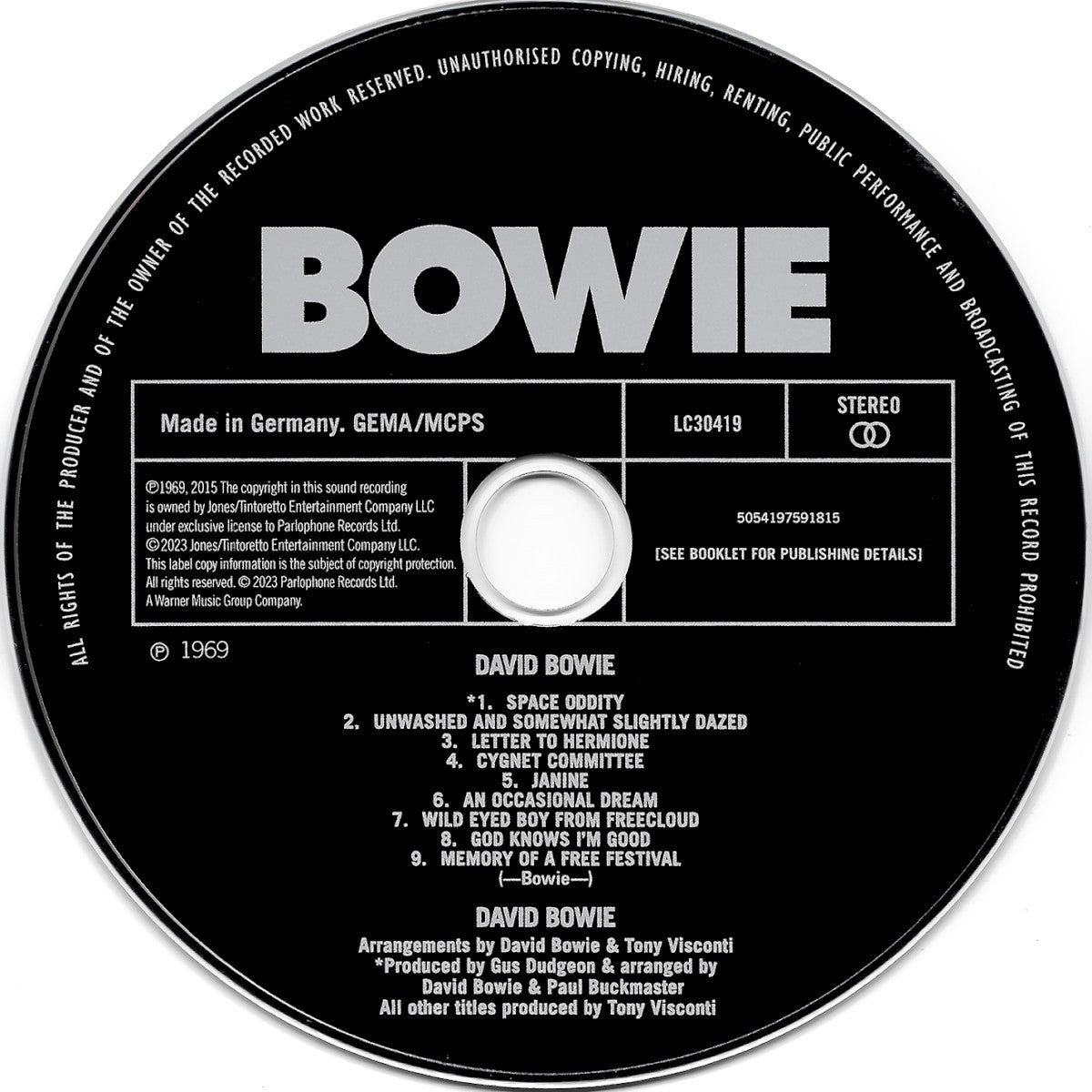 Label Disc: David Bowie – David Bowie (Aka Space Oddity, 2015 Remaster CD) CD | Relix