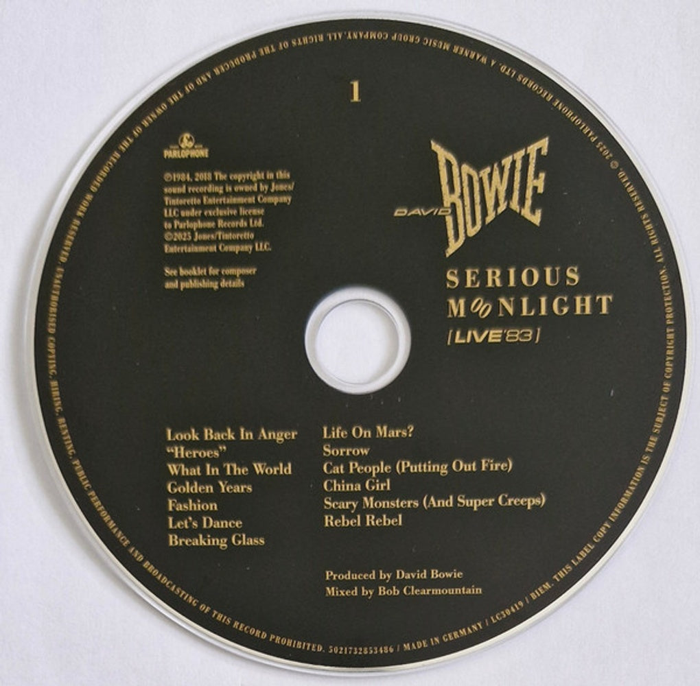Label Disc: David Bowie – Serious Moonlight (Live 83, Remastered, Uk CD) CD | Relix
